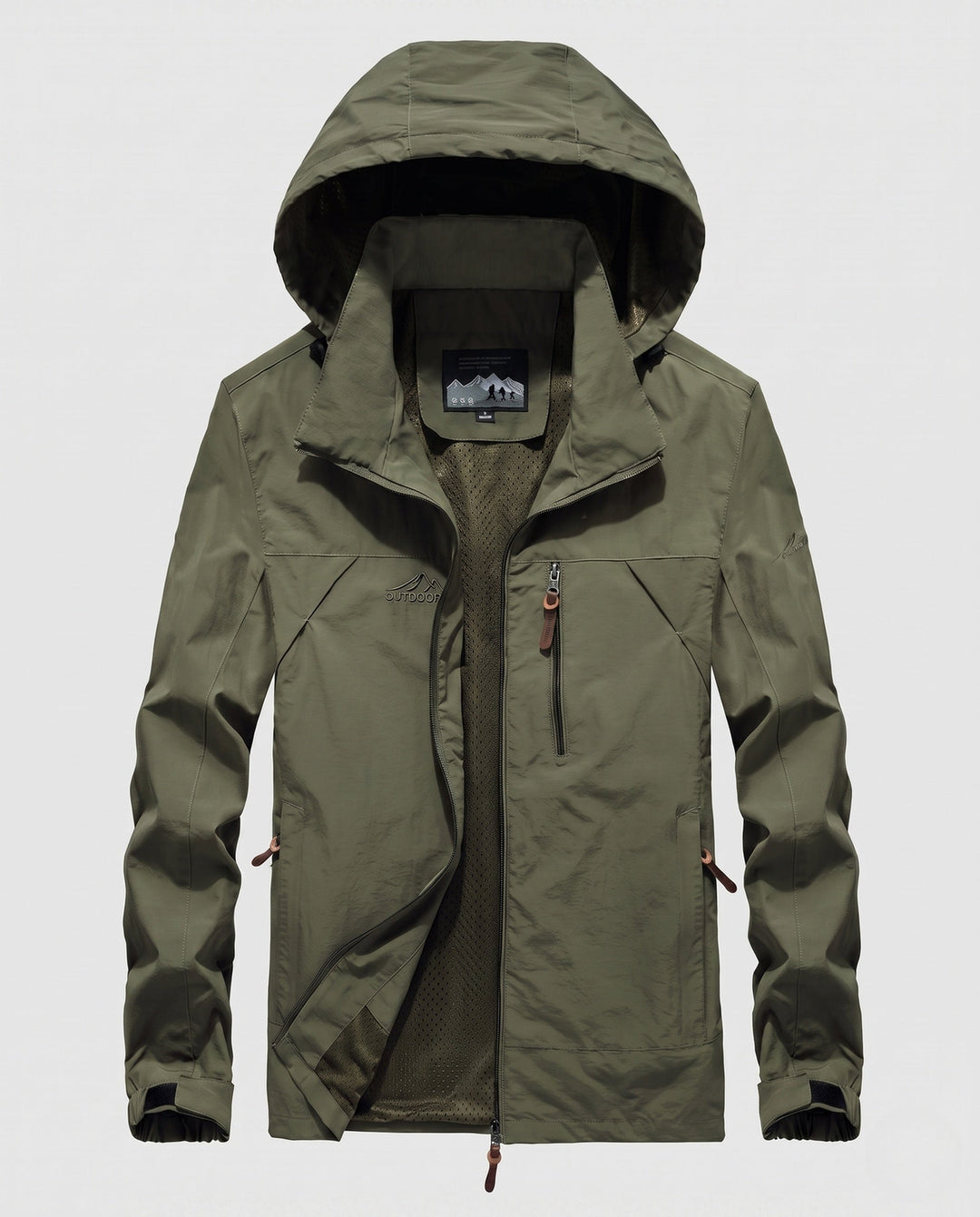 Men's Breathable Lightweight Outdoor Jacket with Hood, Mesh Inner Lining and Multiple Pockets Hudson & Parker
