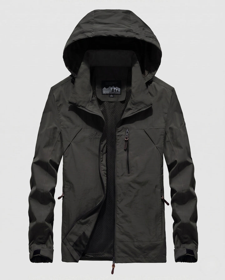 Men's Breathable Lightweight Outdoor Jacket with Hood, Mesh Inner Lining and Multiple Pockets Hudson & Parker