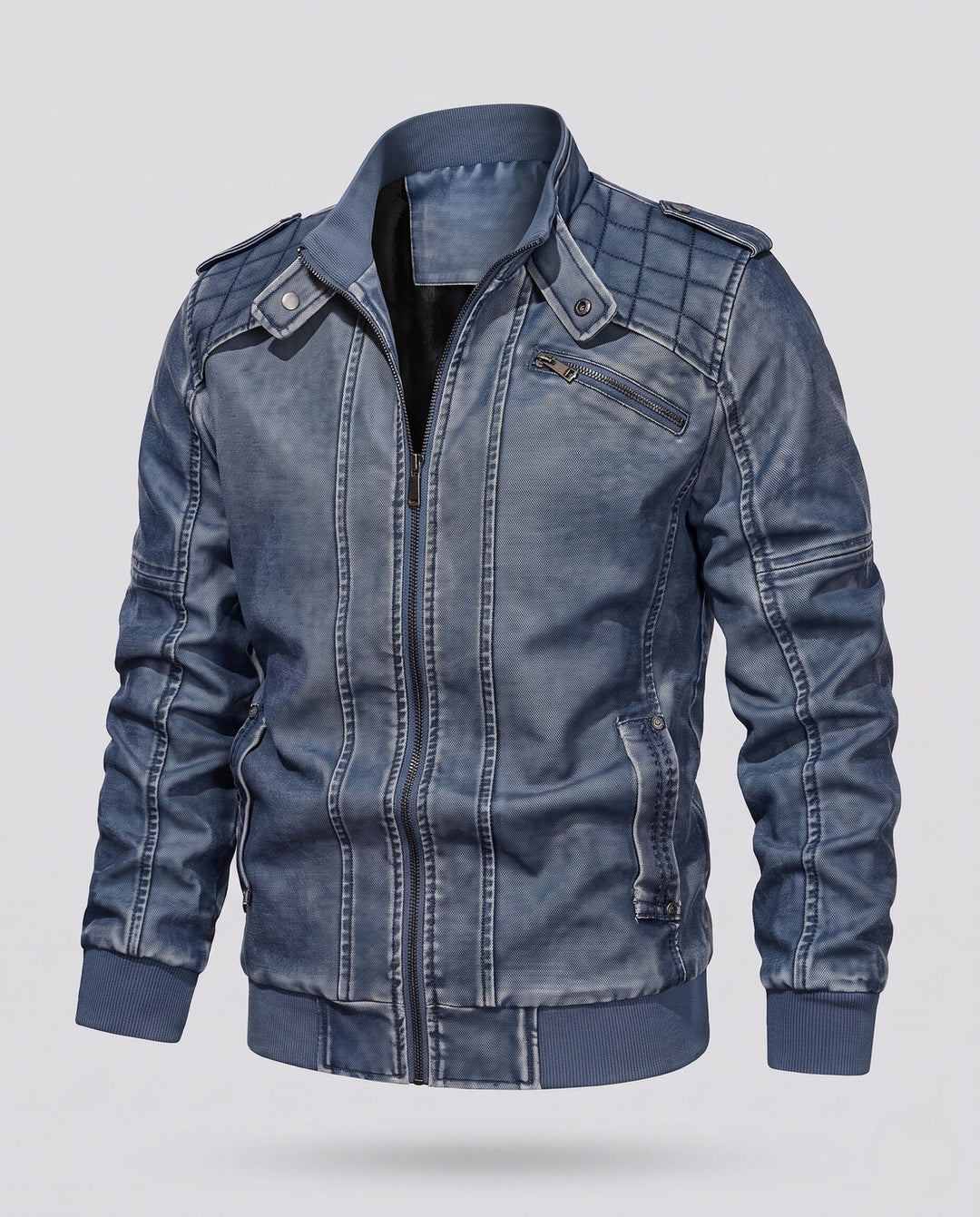 Men's aviator canvas jacket with quilted shoulder section, epaulets, and zip pockets Hudson & Parker
