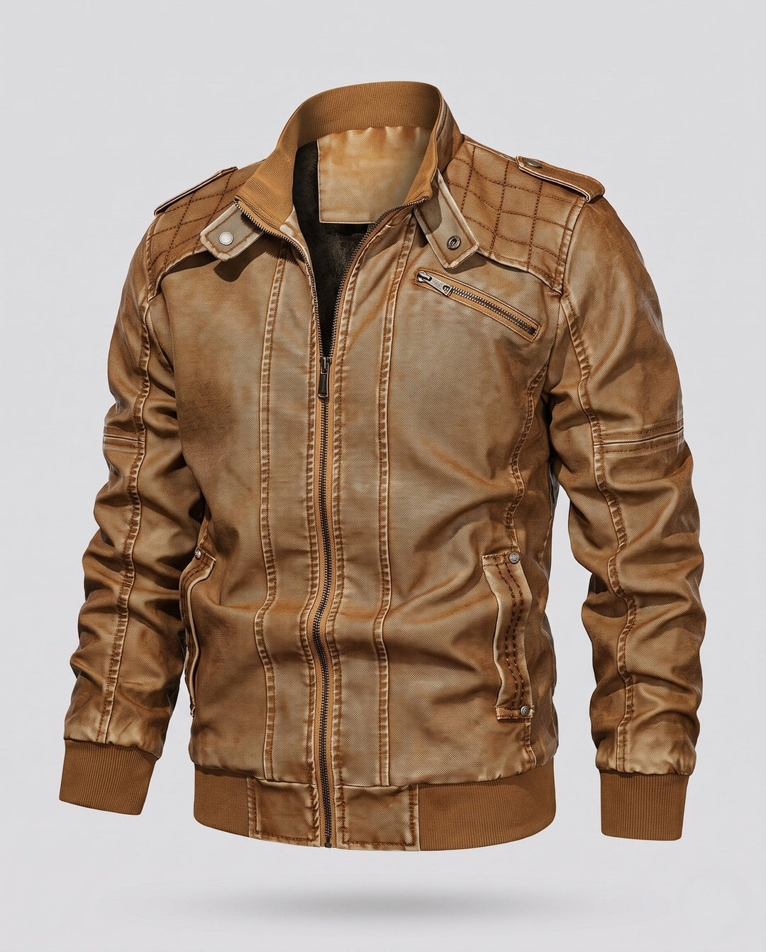 Men's aviator canvas jacket with quilted shoulder section, epaulets, and zip pockets Hudson & Parker