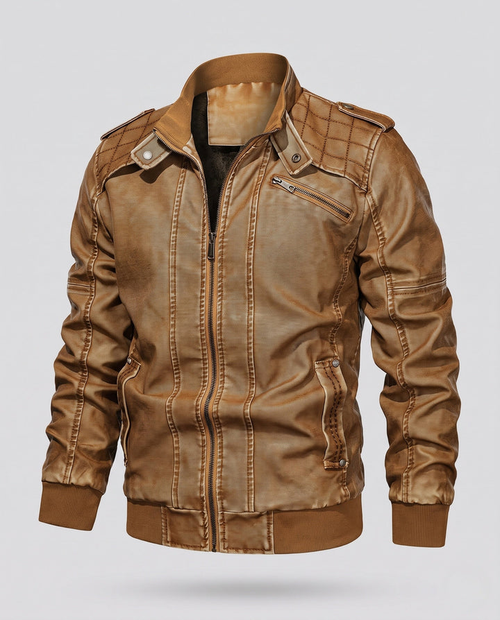 Men's aviator canvas jacket with quilted shoulder section, epaulets, and zip pockets Hudson & Parker