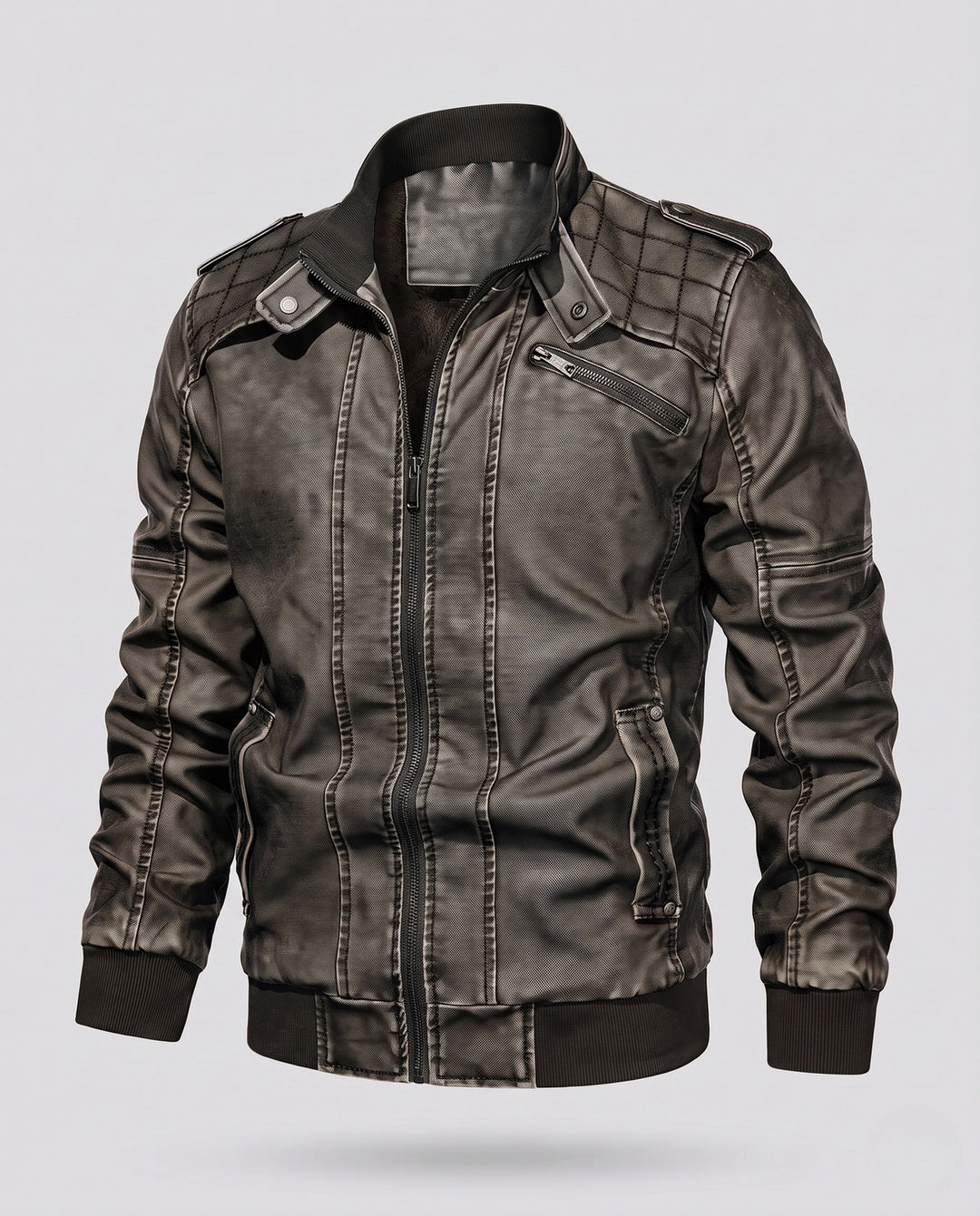 Men's aviator canvas jacket with quilted shoulder section, epaulets, and zip pockets Hudson & Parker