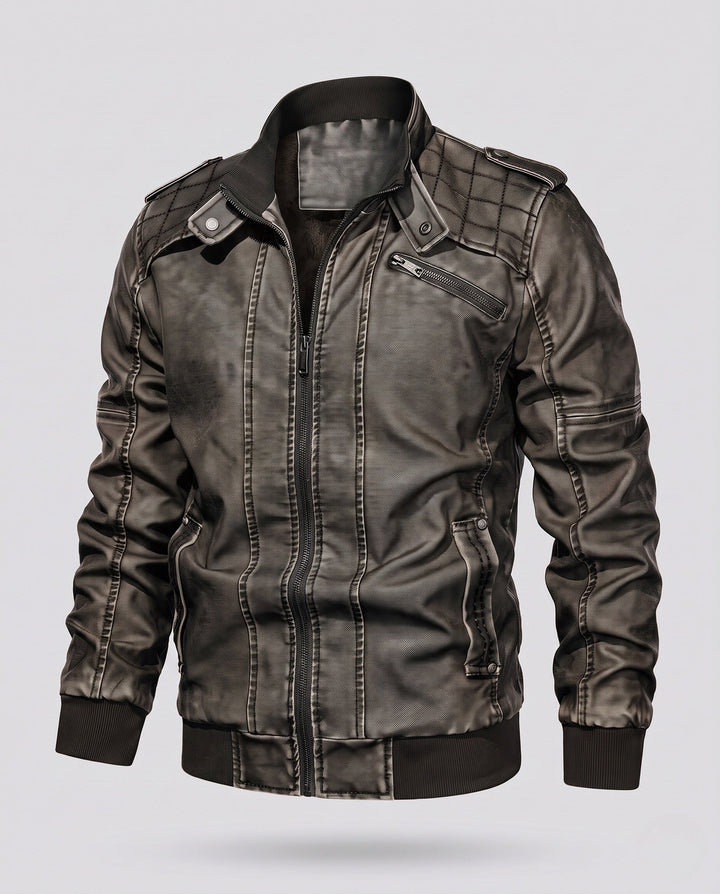 Men's aviator canvas jacket with quilted shoulder section, epaulets, and zip pockets Hudson & Parker