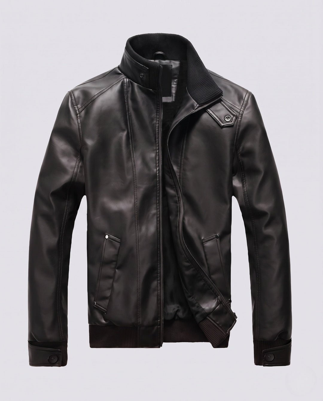Men's Aviator Faux Leather Jacket with Thermo Sherpa Lining and Stand Collar Hudson & Parker