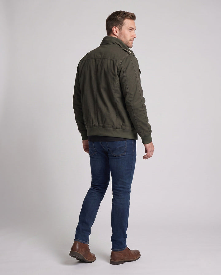 Men's field jacket in military style with stand-up collar, shoulder epaulettes, and multiple pockets Hudson & Parker