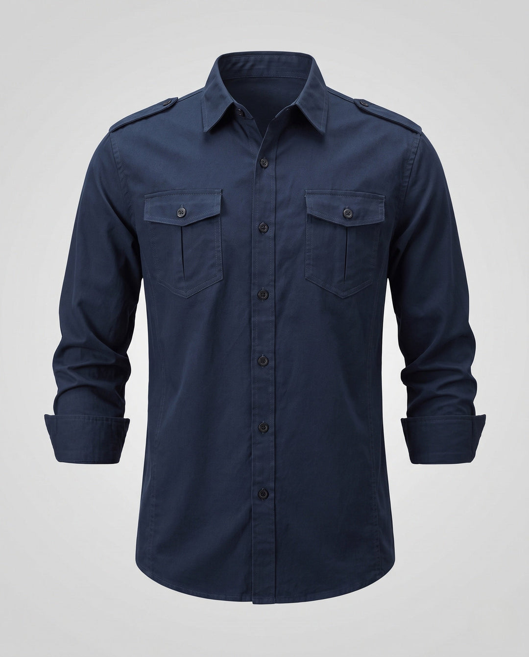 Men's overshirt in field style with shoulder epaulettes and chest patch pockets Hudson & Parker