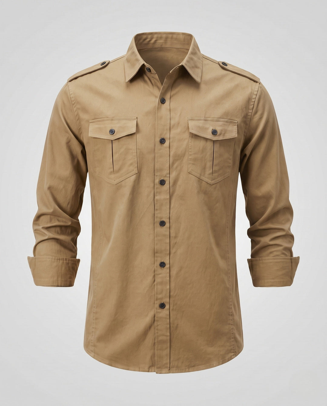 Men's overshirt in field style with shoulder epaulettes and chest patch pockets Hudson & Parker