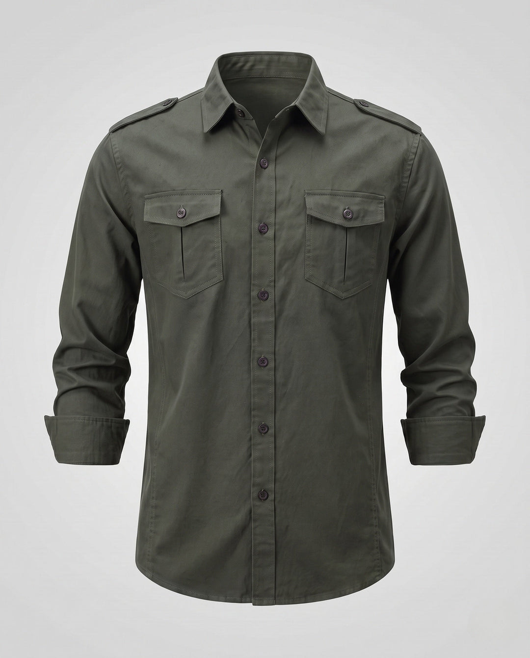 Men's overshirt in field style with shoulder epaulettes and chest patch pockets Hudson & Parker