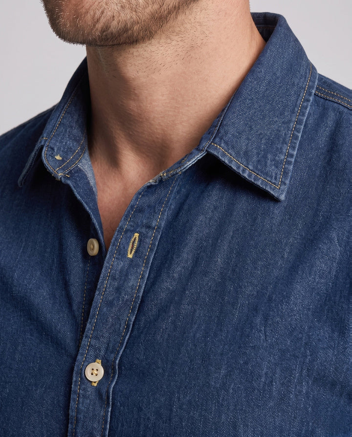 Men's Printed Denim Shirt in Overshirt Style with Button Front and Casual Fit Hudson & Parker