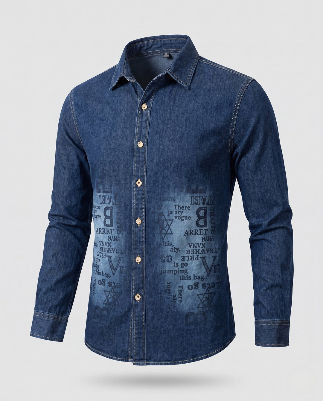 Men's Printed Denim Shirt in Overshirt Style with Button Front and Casual Fit Hudson & Parker