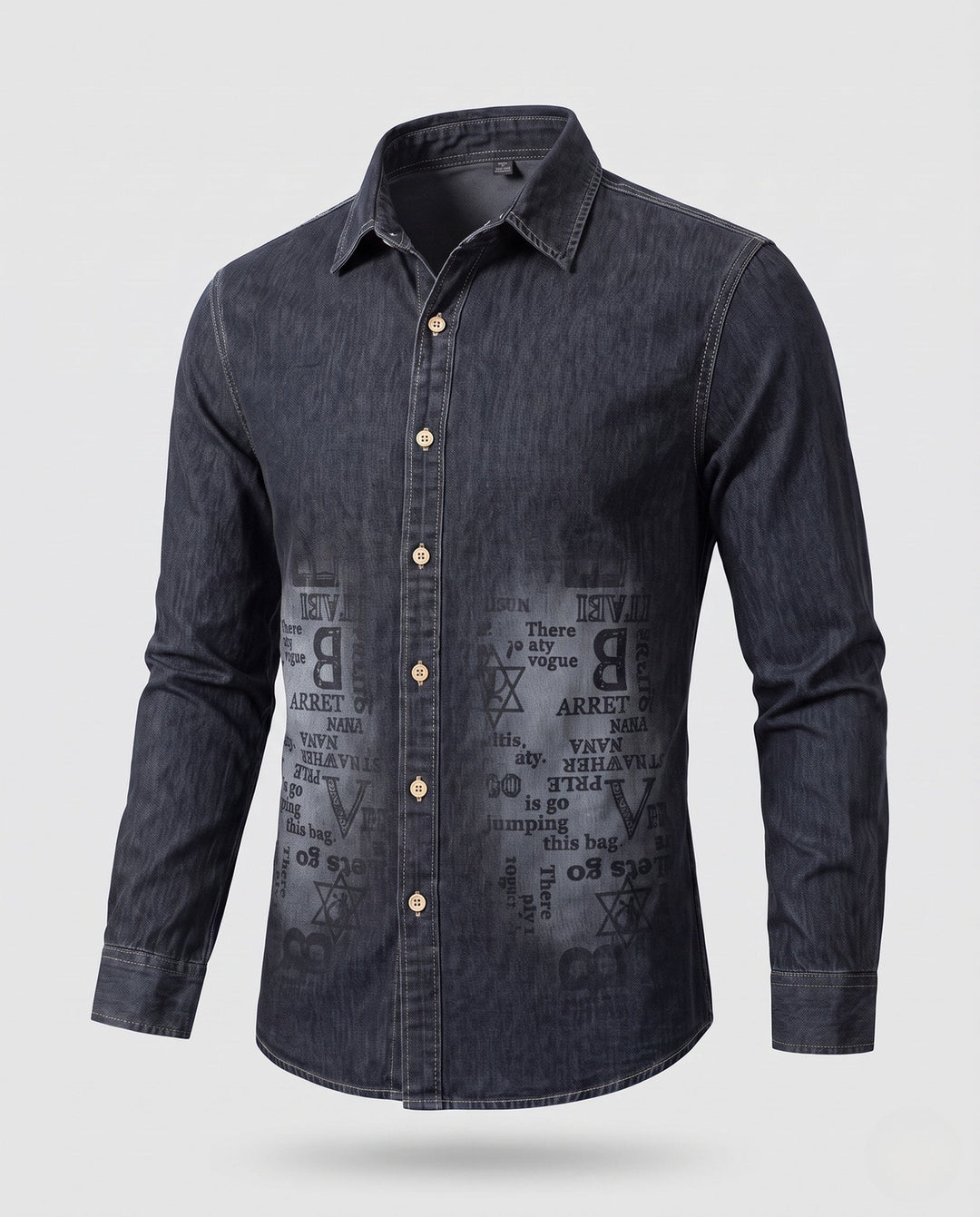 Men's Printed Denim Shirt in Overshirt Style with Button Front and Casual Fit Hudson & Parker