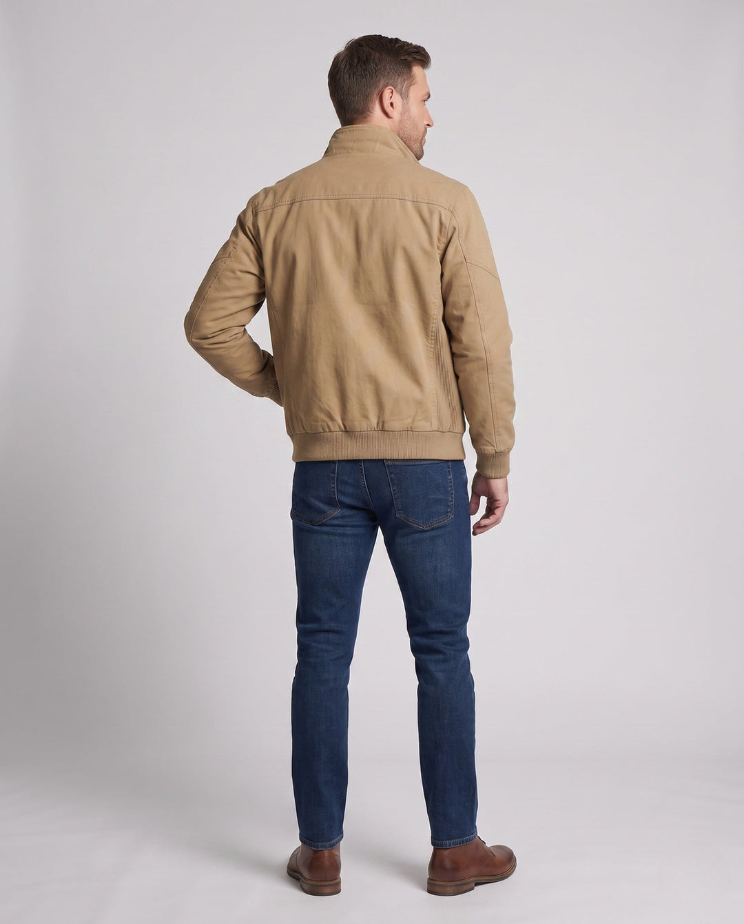 Men's canvas blouson with ribbed cuffs, concealed front zipper, and camouflage lining Hudson & Parker