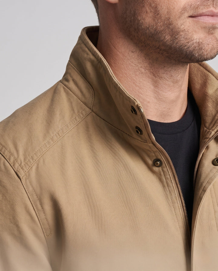 Men's canvas blouson with ribbed cuffs, concealed front zipper, and camouflage lining Hudson & Parker
