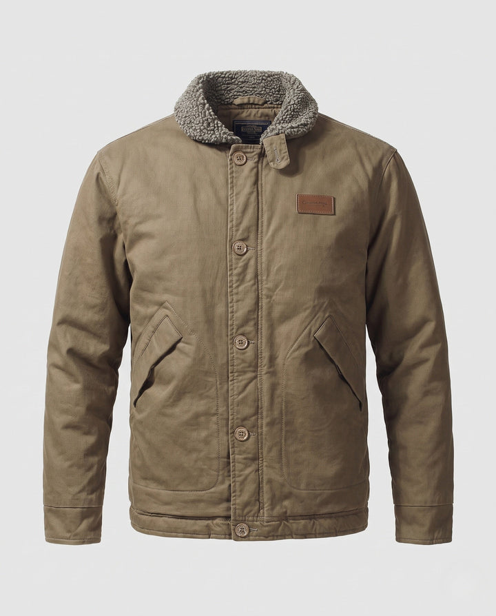Men's canvas field jacket with teddy lining, stand-up collar and concealed zipper Hudson & Parker
