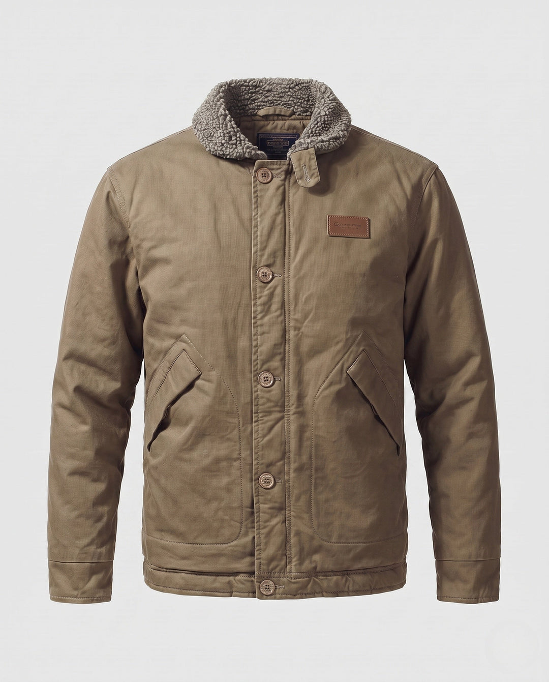 Men's canvas field jacket with teddy lining, stand-up collar and concealed zipper Hudson & Parker