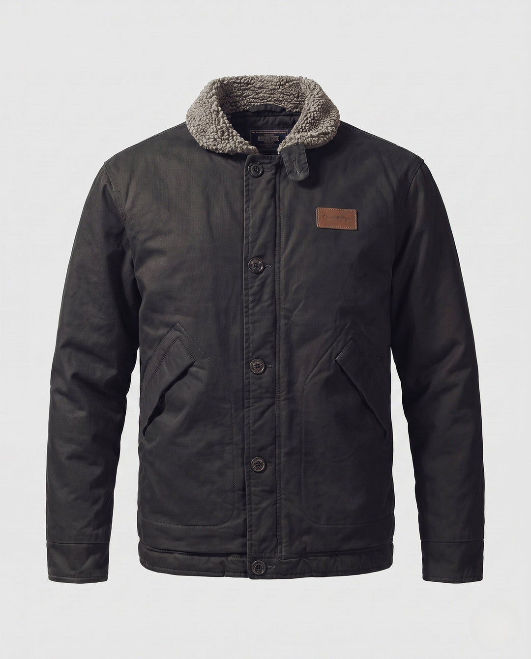 Men's canvas field jacket with teddy lining, stand-up collar and concealed zipper Hudson & Parker