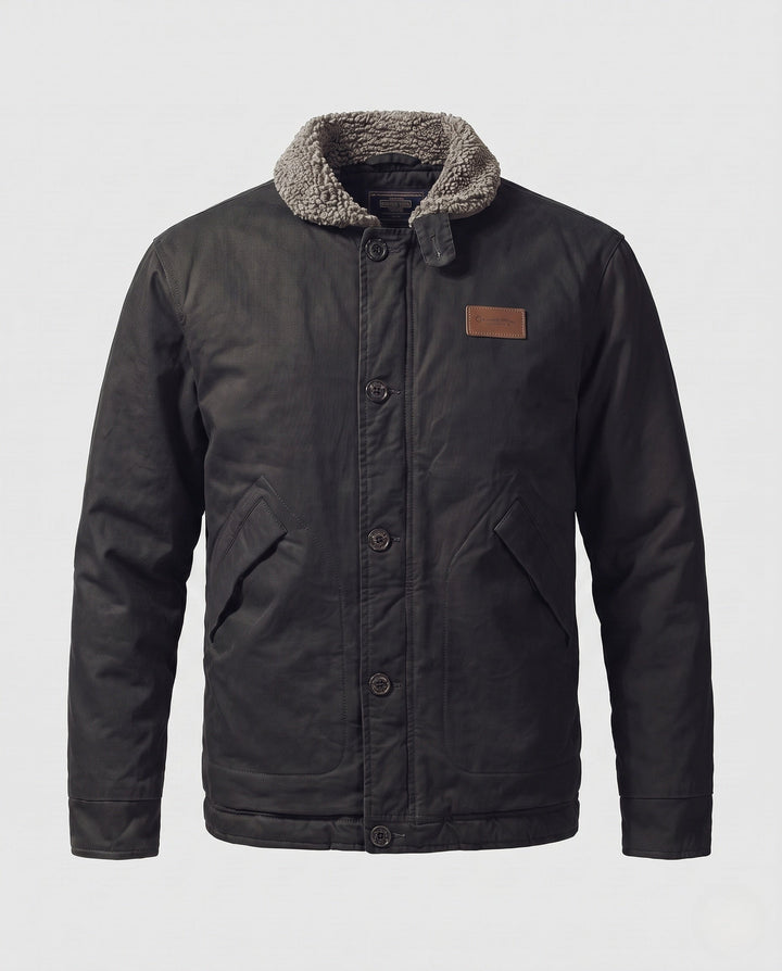 Men's canvas field jacket with teddy lining, stand-up collar and concealed zipper Hudson & Parker