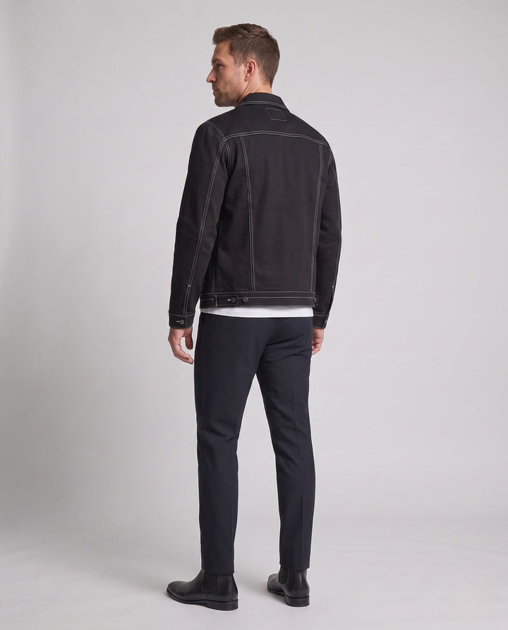 Men's canvas jeans jacket with contrast stitching, snap front and chest pockets Hudson & Parker