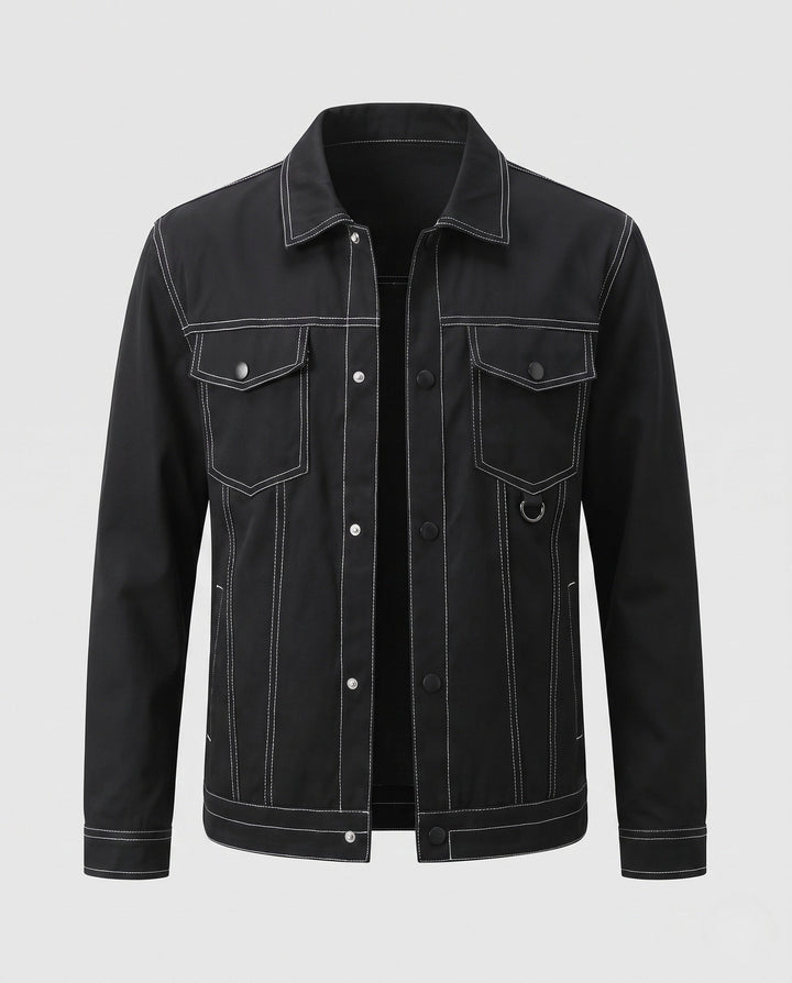Men's canvas jeans jacket with contrast stitching, snap front and chest pockets Hudson & Parker
