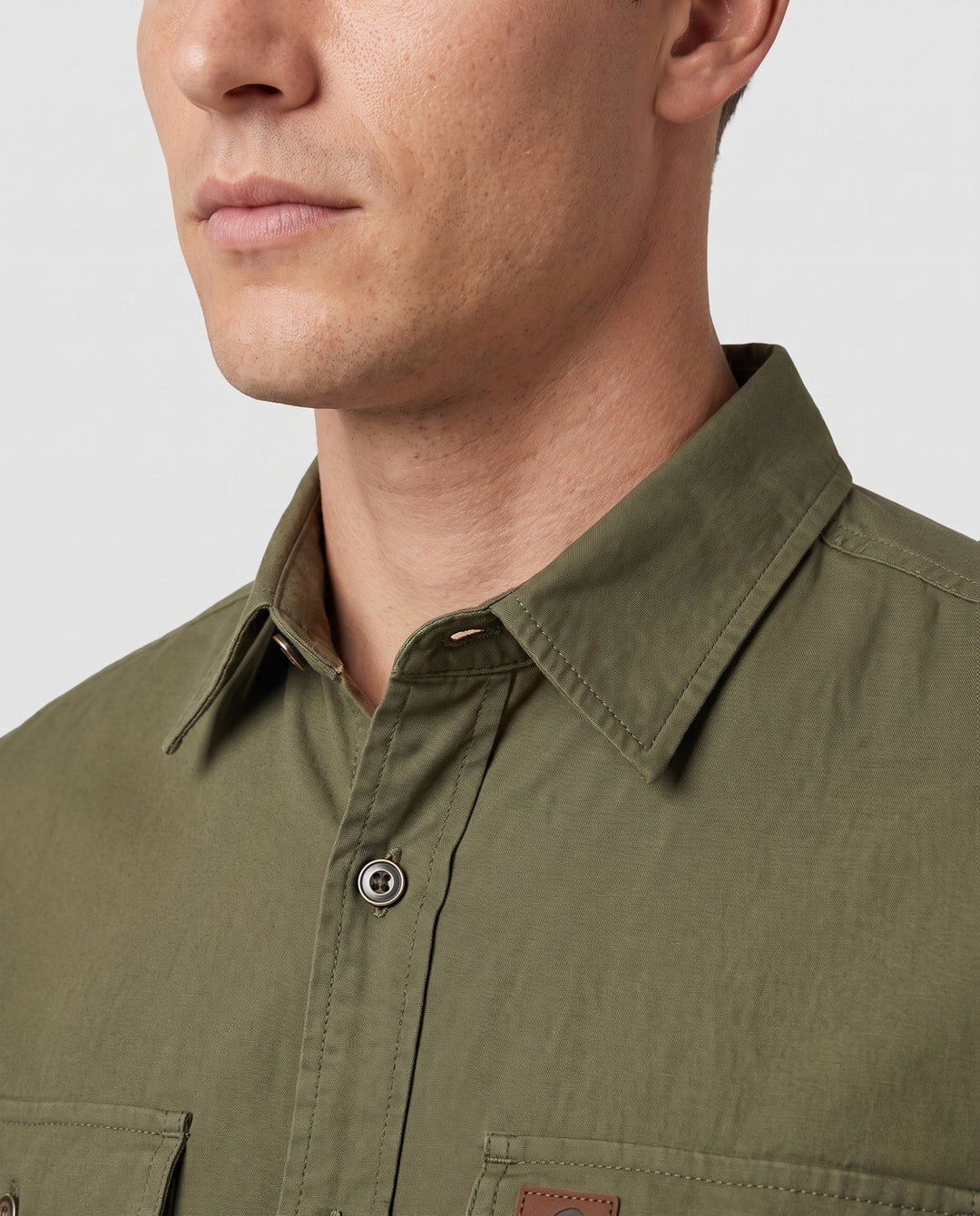 Men's Canvas Utility Overshirt with Chest Patch Pockets and Casual Shirt Collar Hudson & Parker