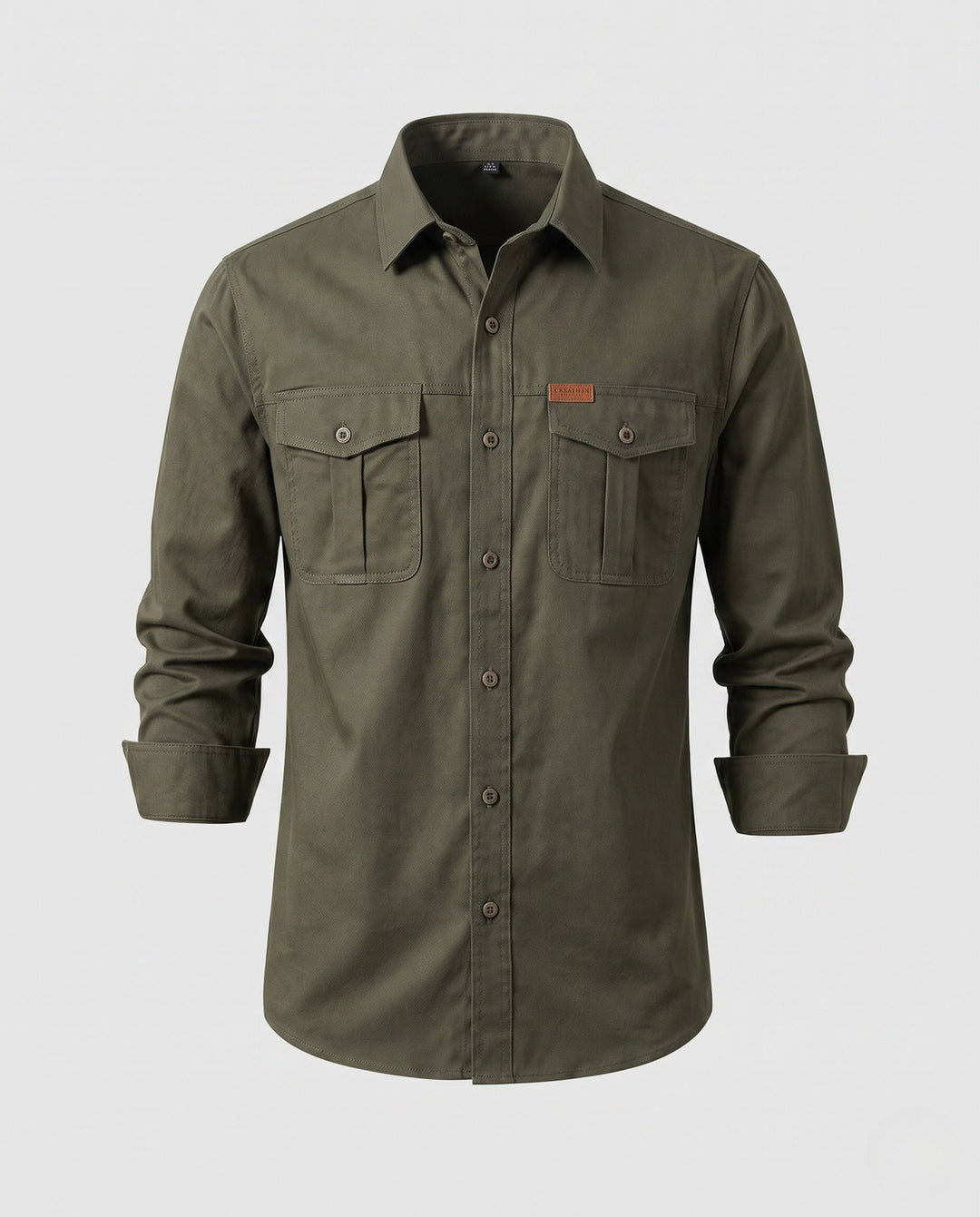 Men's Canvas Utility Overshirt with Chest Patch Pockets and Casual Shirt Collar Hudson & Parker