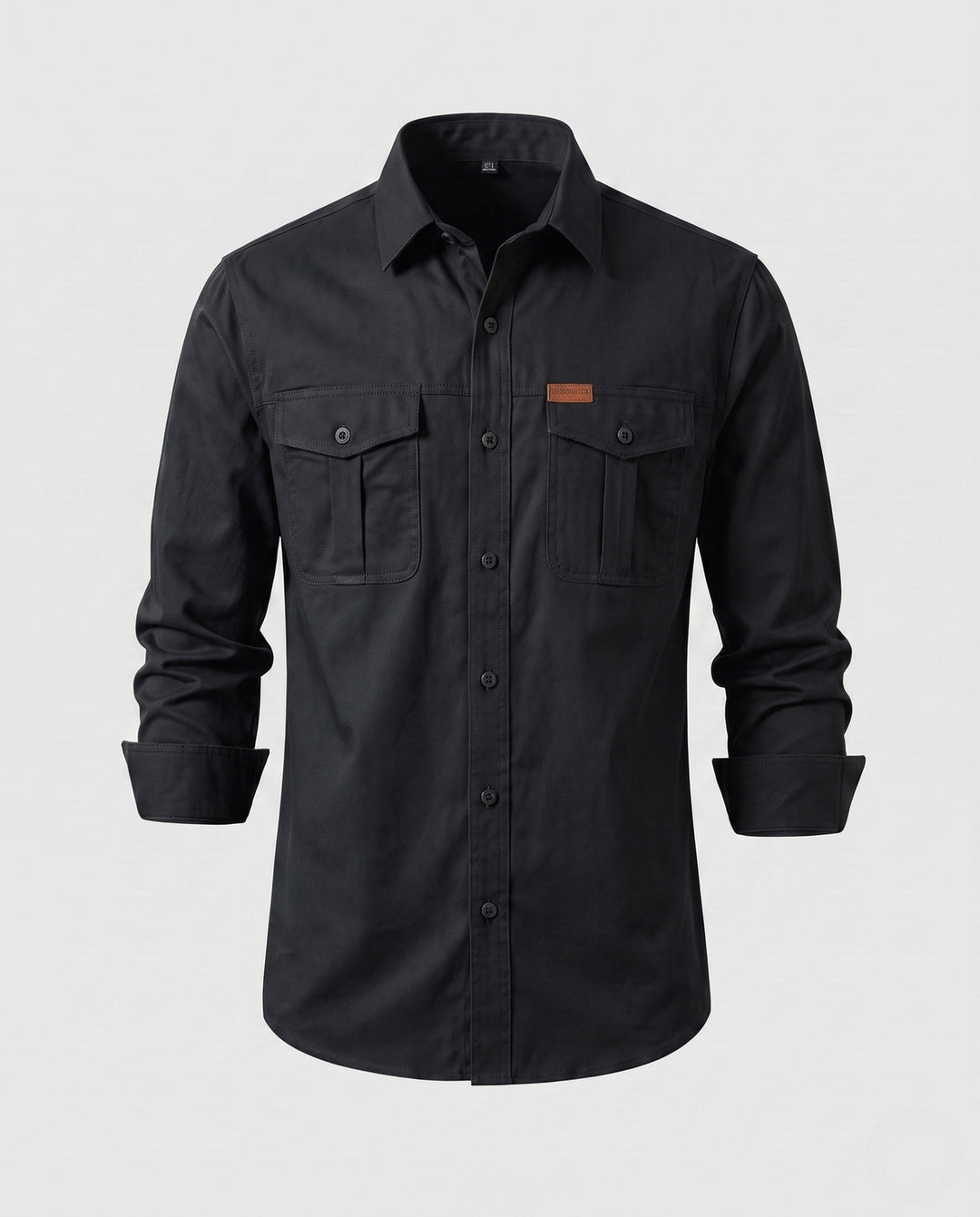 Men's Canvas Utility Overshirt with Chest Patch Pockets and Casual Shirt Collar Hudson & Parker