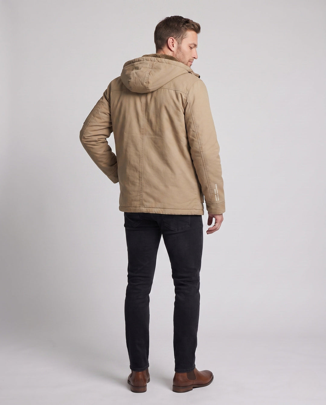 Men's Canvas Utility Parka with warming Teddy lining hem, hood, and multifunctional pockets Hudson & Parker