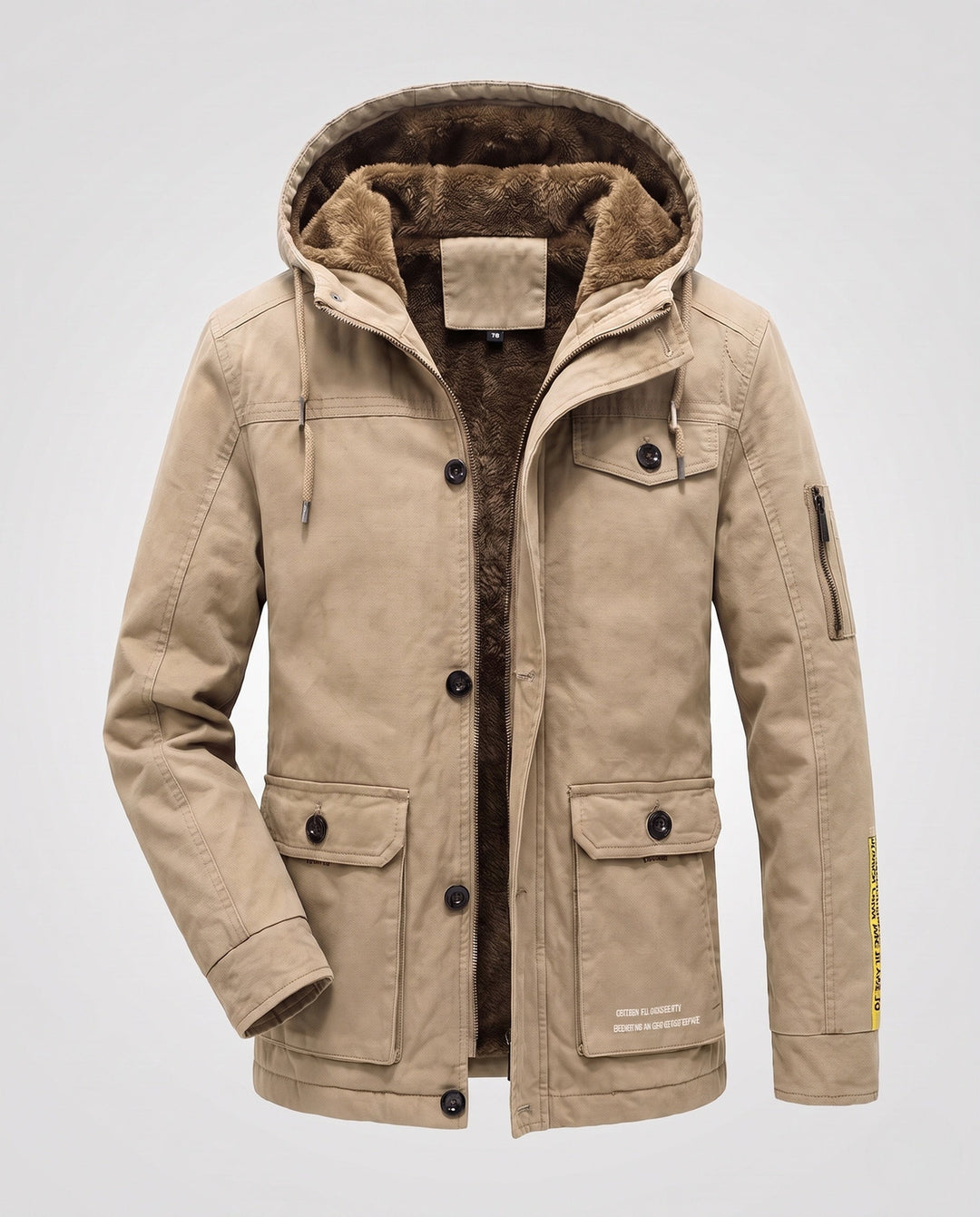 Men's Canvas Utility Parka with warming Teddy lining hem, hood, and multifunctional pockets Hudson & Parker