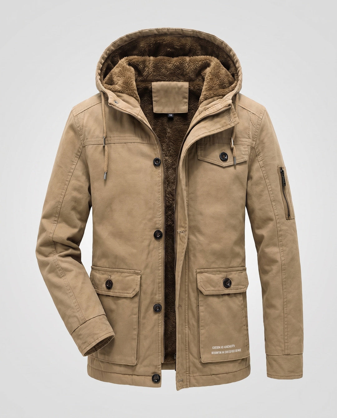 Men's Canvas Utility Parka with warming Teddy lining hem, hood, and multifunctional pockets Hudson & Parker