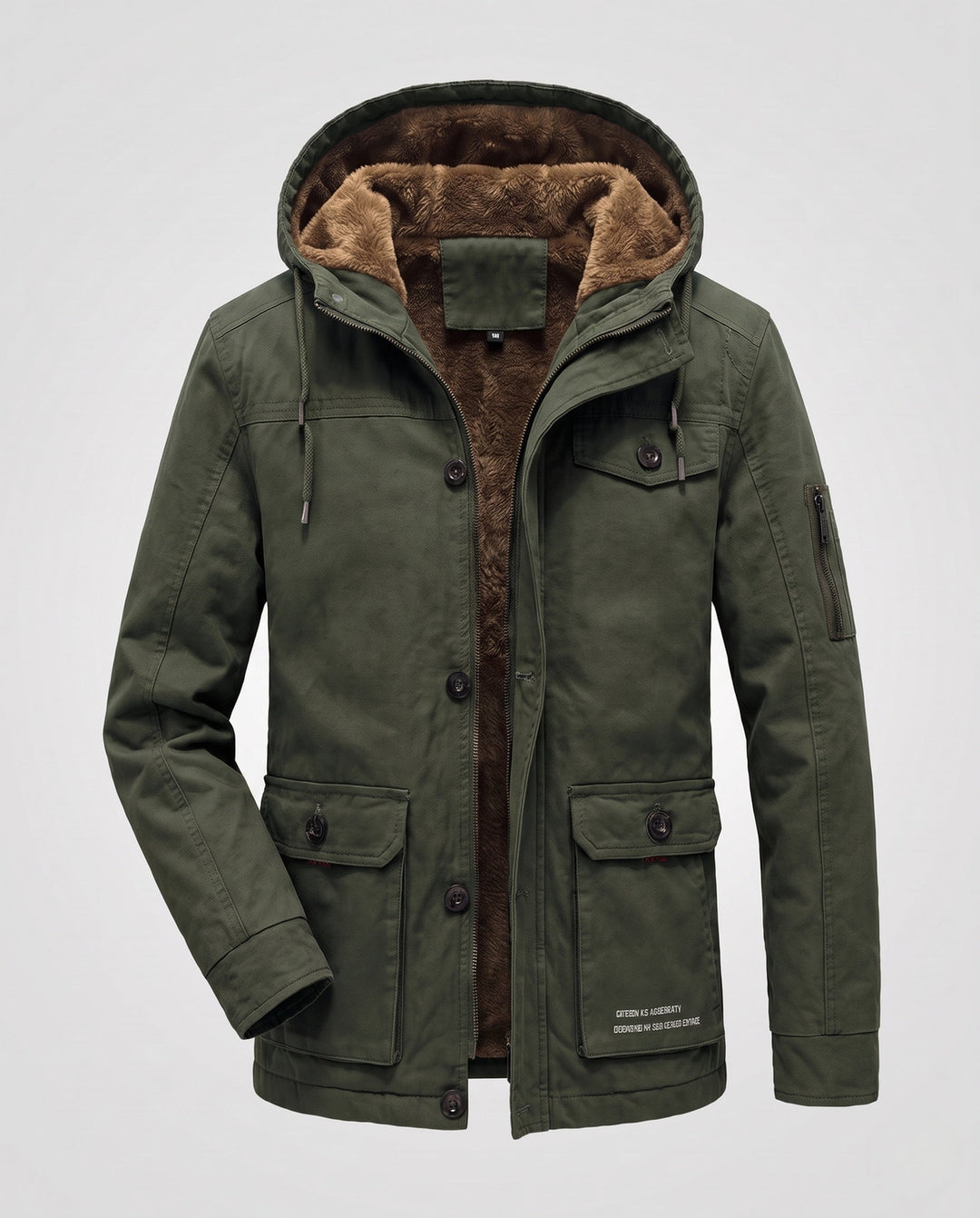 Men's Canvas Utility Parka with warming Teddy lining hem, hood, and multifunctional pockets Hudson & Parker