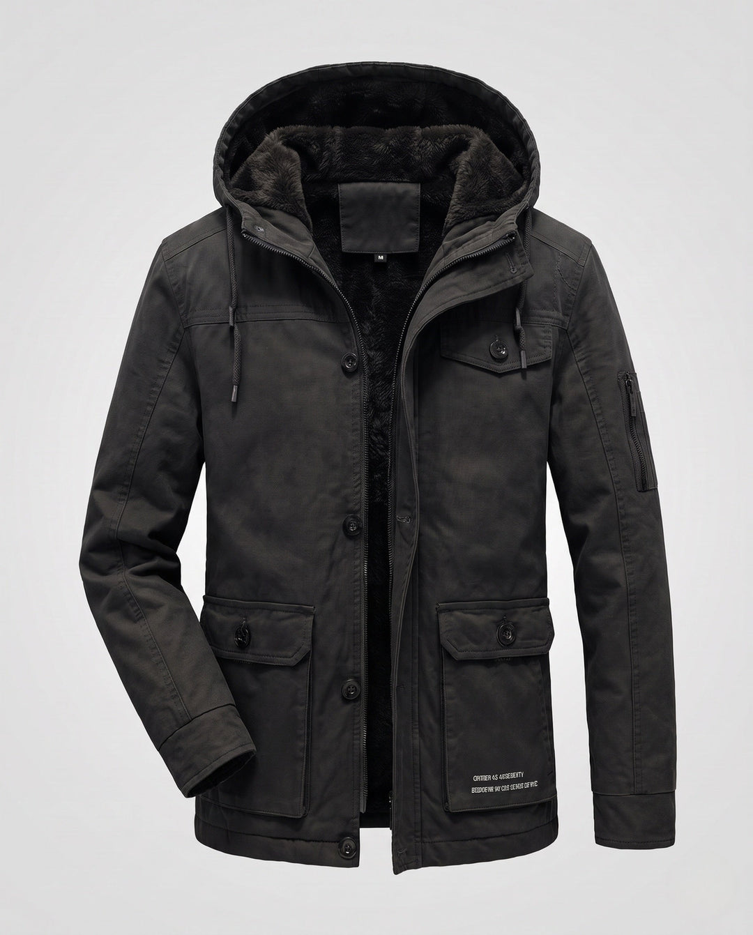 Men's Canvas Utility Parka with warming Teddy lining hem, hood, and multifunctional pockets Hudson & Parker