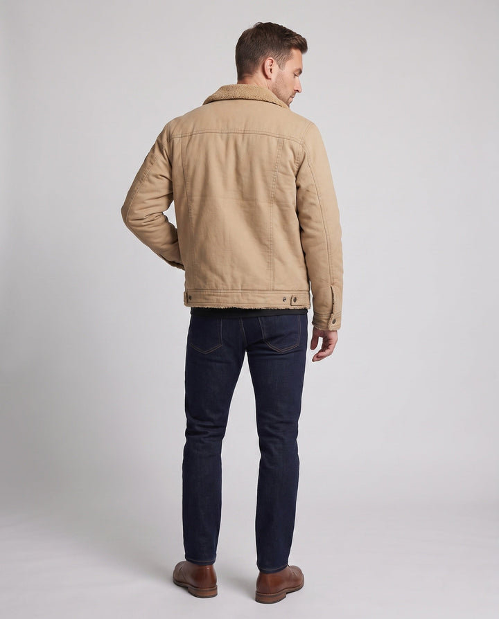 Men's canvas jacket with continuous teddy lining and lapel collar Hudson & Parker