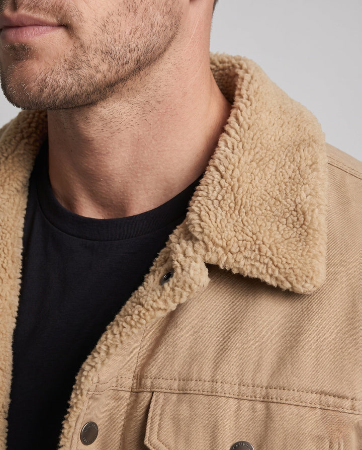 Men's canvas jacket with continuous teddy lining and lapel collar Hudson & Parker