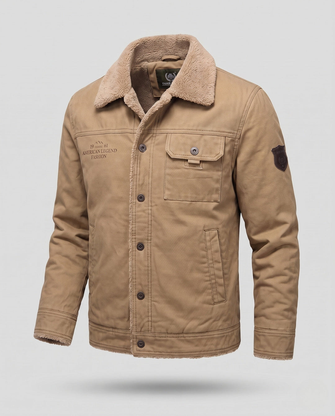 Men's canvas jacket with continuous teddy lining and lapel collar Hudson & Parker