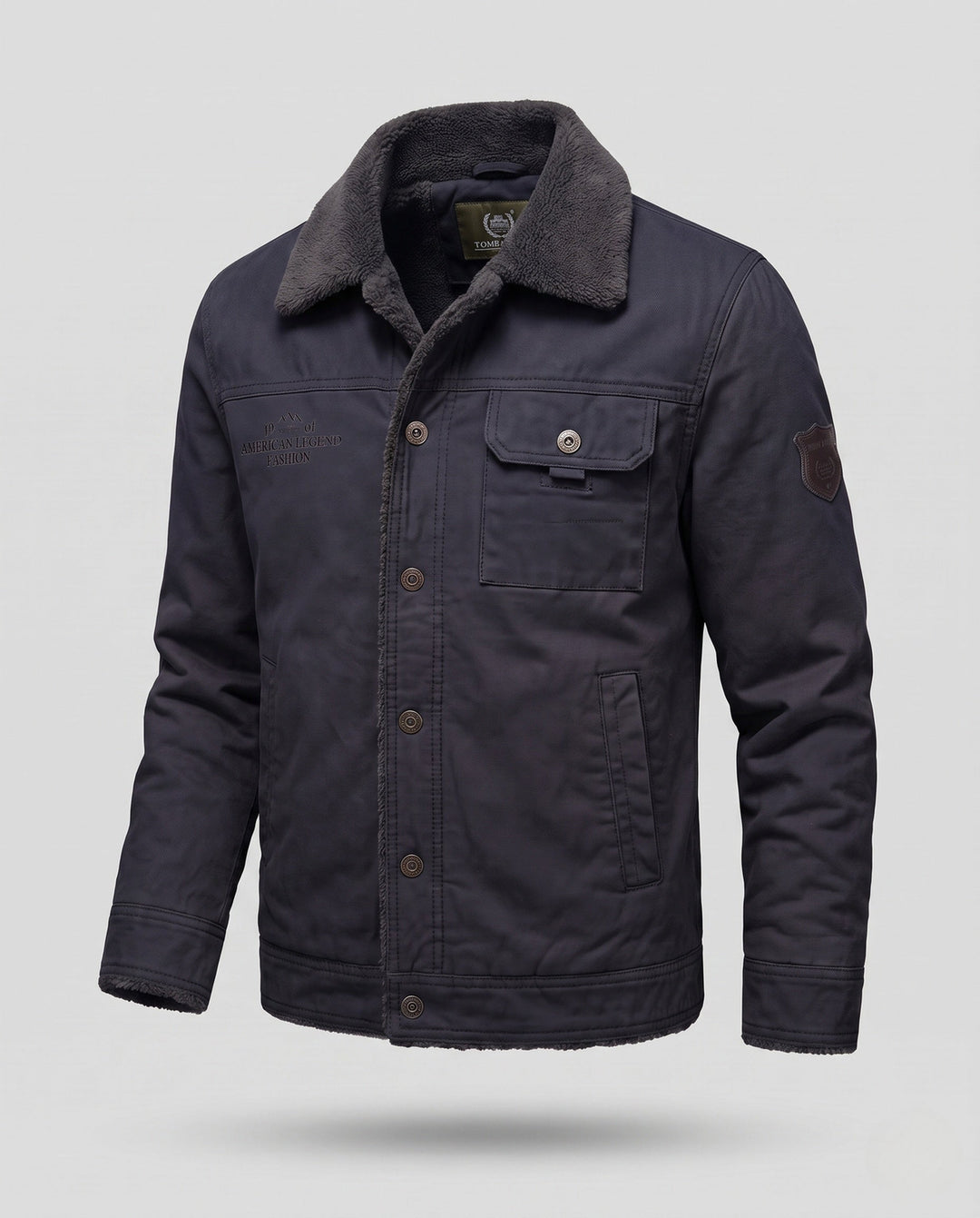 Men's canvas jacket with continuous teddy lining and lapel collar Hudson & Parker