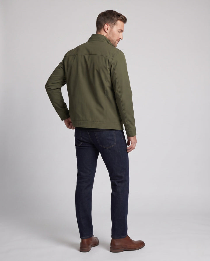 Men's Casual Canvas Blouson with Stand Collar, Zip Pockets and Warming Fleece Lining Hudson & Parker