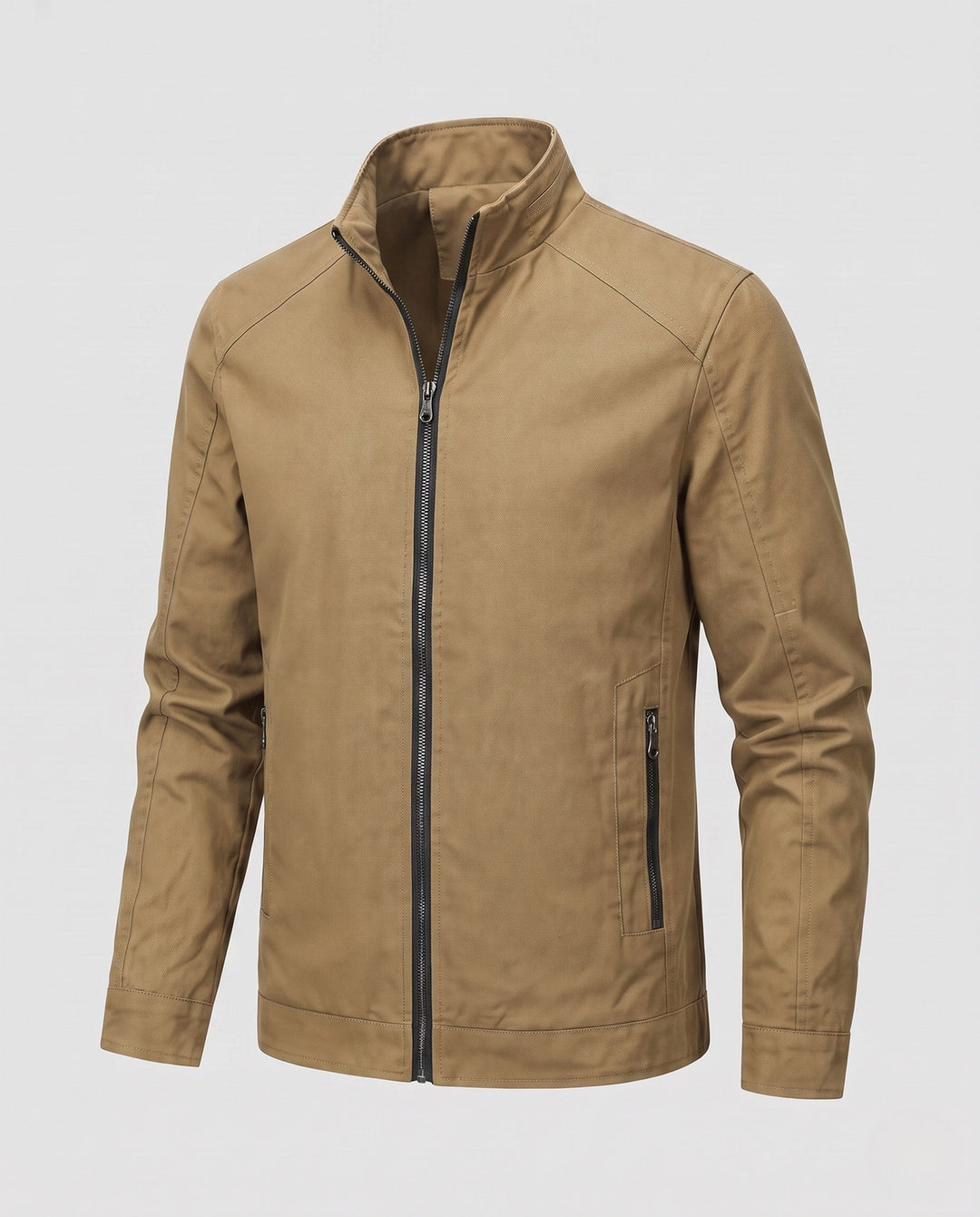 Men's Casual Canvas Blouson with Stand Collar, Zip Pockets and Warming Fleece Lining Hudson & Parker