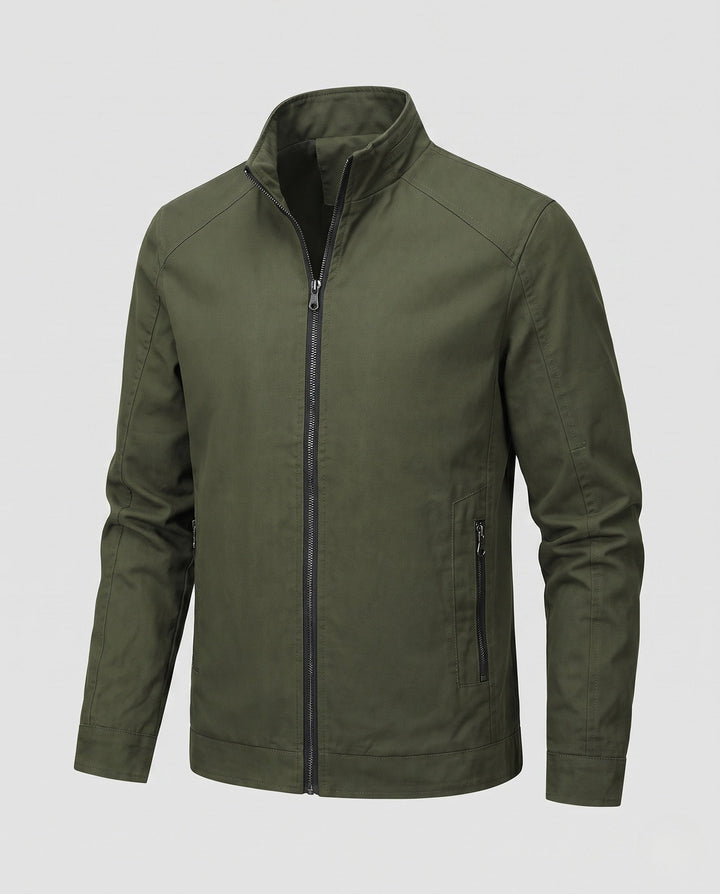 Men's Casual Canvas Blouson with Stand Collar, Zip Pockets and Warming Fleece Lining Hudson & Parker