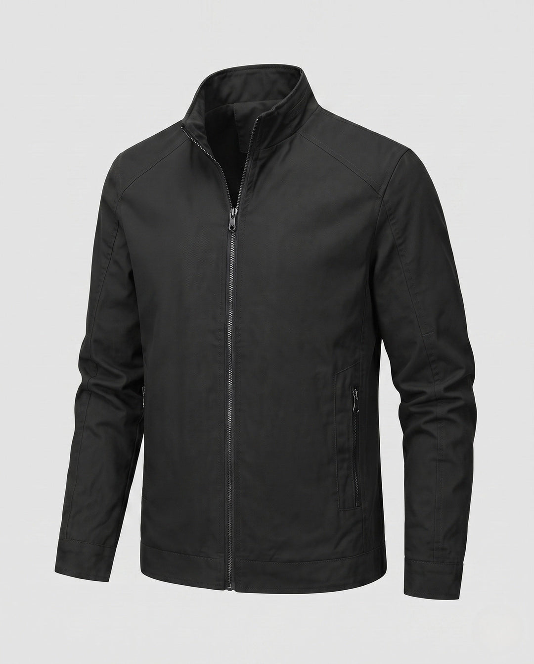 Men's Casual Canvas Blouson with Stand Collar, Zip Pockets and Warming Fleece Lining Hudson & Parker