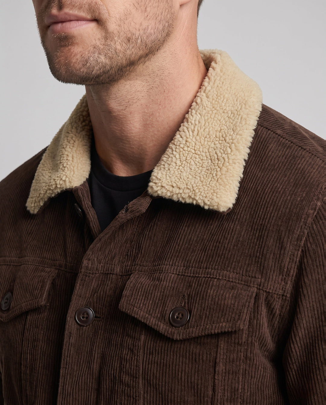 Men's cord jacket with full Sherpa lining and lapel collar Hudson & Parker