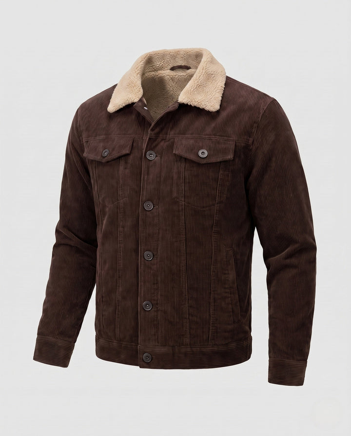 Men's cord jacket with full Sherpa lining and lapel collar Hudson & Parker