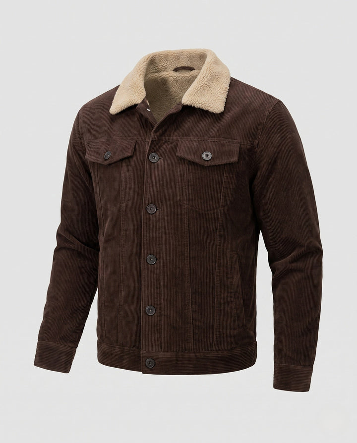 Men's cord jacket with full Sherpa lining and lapel collar Hudson & Parker