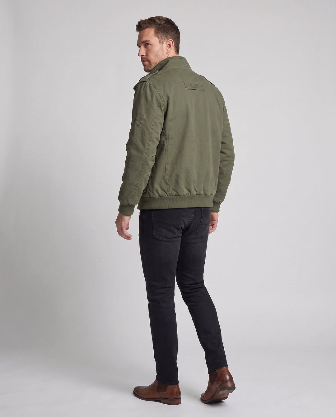 Men's field jacket with full teddy lining, stand-up collar and flap pockets Hudson & Parker
