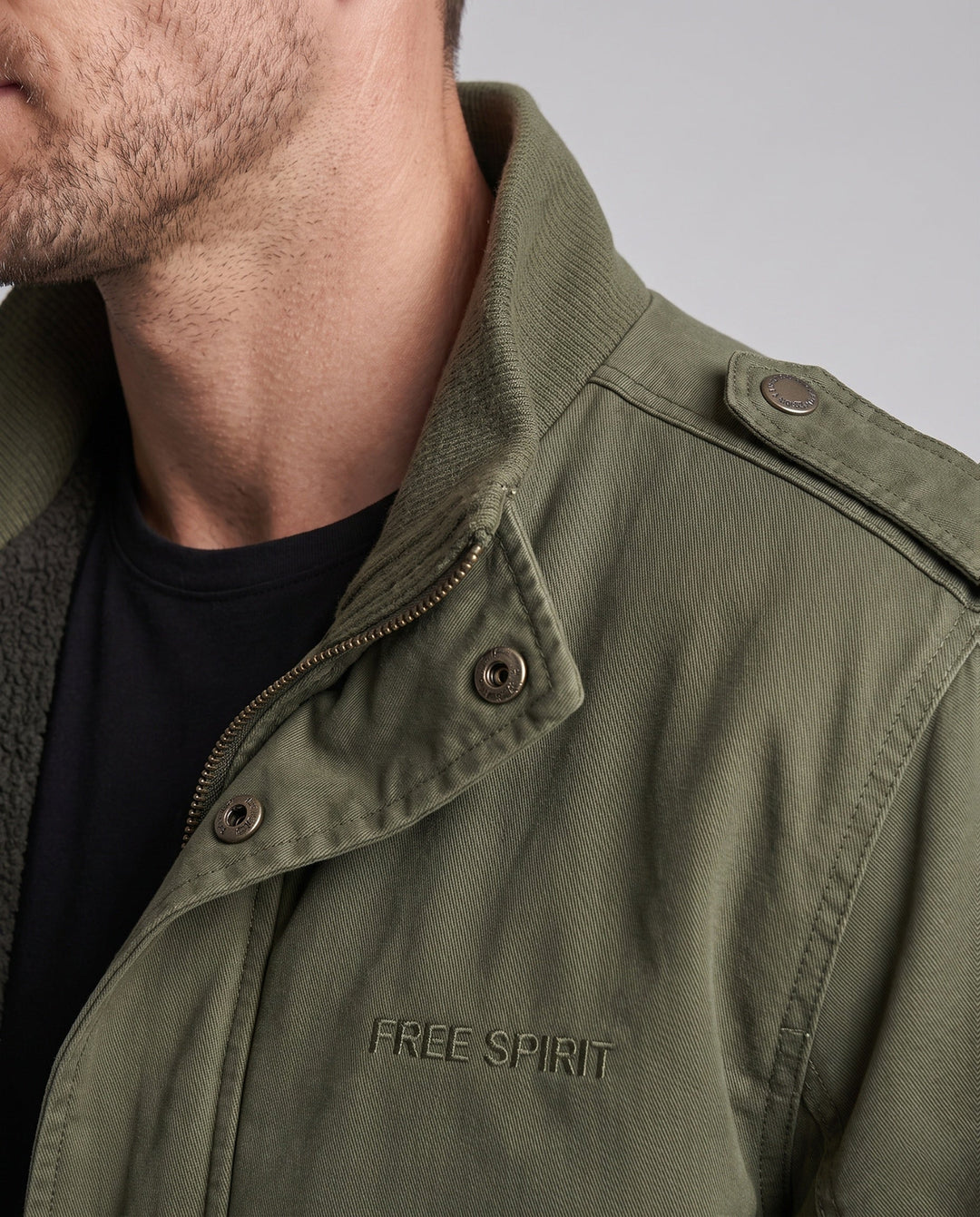 Men's field jacket with full teddy lining, stand-up collar and flap pockets Hudson & Parker