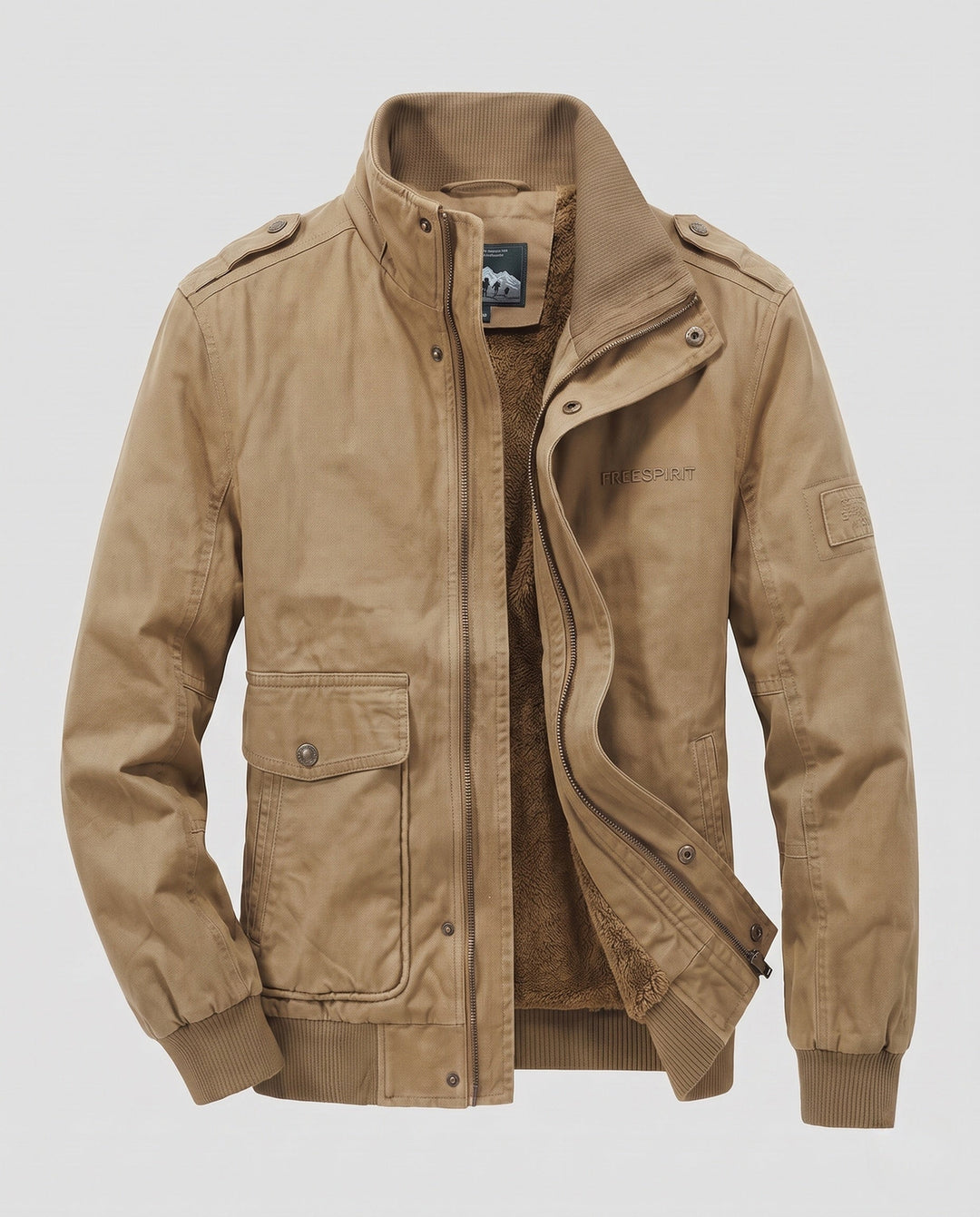 Men's field jacket with full teddy lining, stand-up collar and flap pockets Hudson & Parker