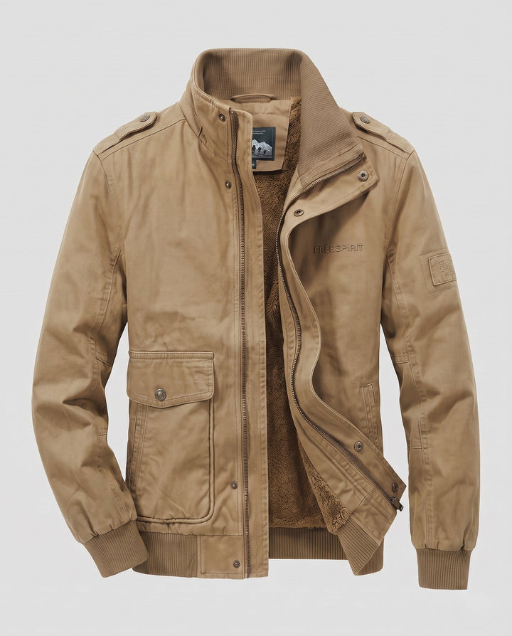 Men's field jacket with full teddy lining, stand-up collar and flap pockets Hudson & Parker