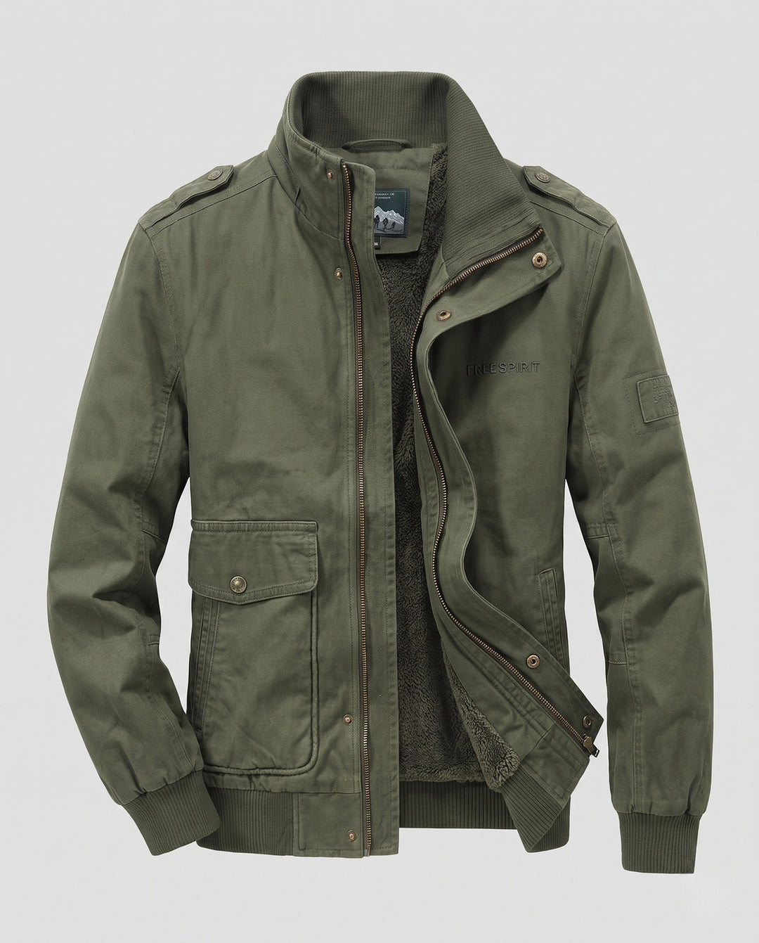 Men's field jacket with full teddy lining, stand-up collar and flap pockets Hudson & Parker