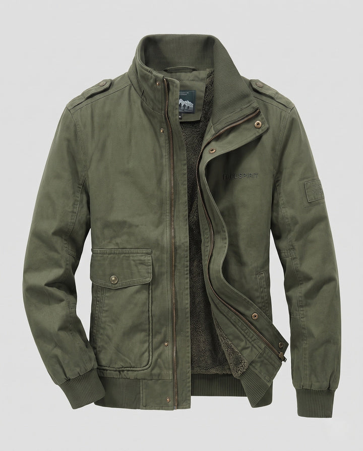 Men's field jacket with full teddy lining, stand-up collar and flap pockets Hudson & Parker