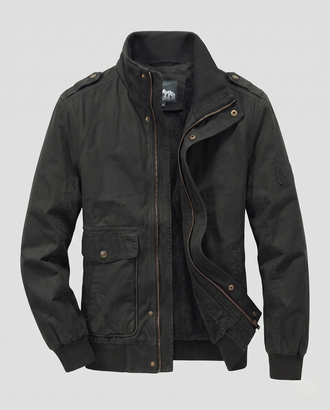 Men's field jacket with full teddy lining, stand-up collar and flap pockets Hudson & Parker