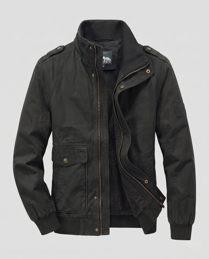 Men's field jacket with full teddy lining, stand-up collar and flap pockets Hudson & Parker